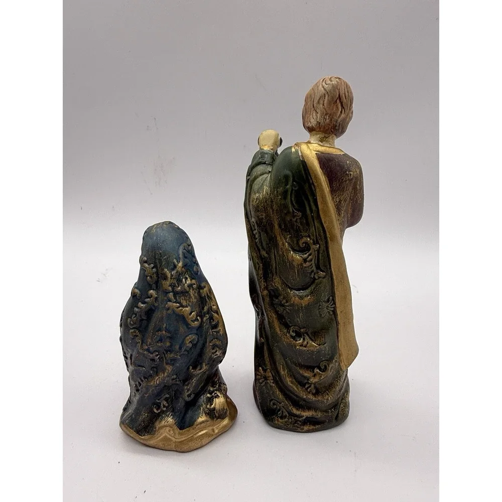 Vintage 9 Pieces Ceramic Nativity Set Hand Painted 1970's Christmas